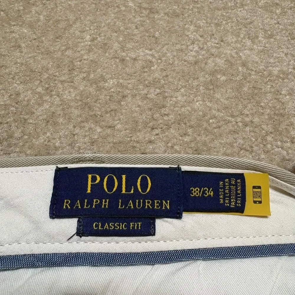 Polo Ralph Lauren Chino Pants Mens 38x34 Beige Polo Chino Classic Twill Cotton